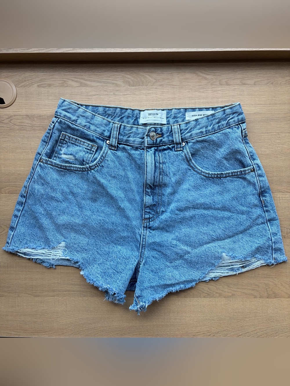 Cotton On Light Blue Distressed Denim Shorts